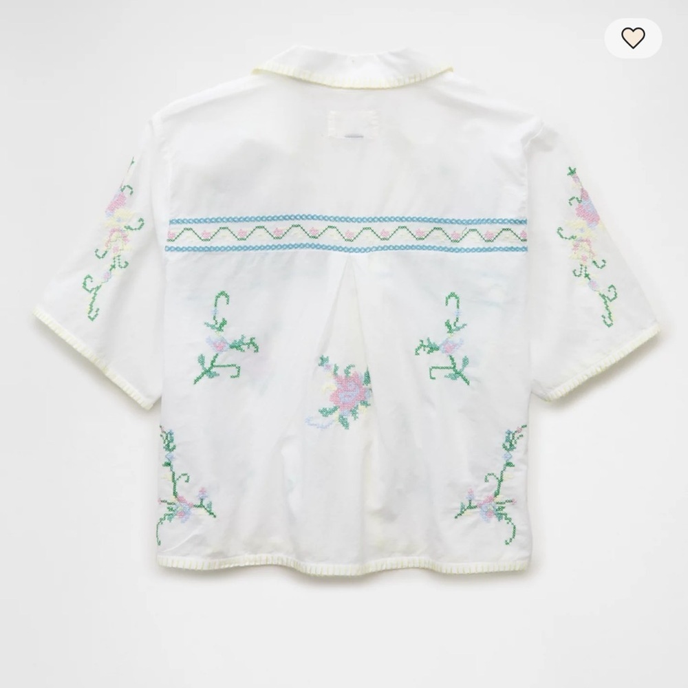 AE Collared Tie Front Embroidered Shirt - Picture 4 of 16